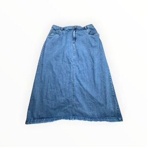Bridgewater Studio Denim Skirt Womens 20W Blue Maxi Long High Waisted Cotton 90s